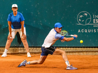 Vilius Gaubas from Lithuania is in action during the Internazionali di Verona - ATP Challenger 100 tennis tournament at Sports Club Verona i...