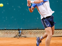 Vilius Gaubas from Lithuania is in action during the Internazionali di Verona - ATP Challenger 100 tennis tournament at Sports Club Verona i...