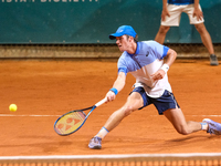 Vilius Gaubas from Lithuania is in action during the Internazionali di Verona - ATP Challenger 100 tennis tournament at Sports Club Verona i...