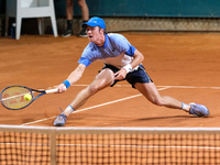 Vilius Gaubas from Lithuania is in action during the Internazionali di Verona - ATP Challenger 100 tennis tournament at Sports Club Verona i...