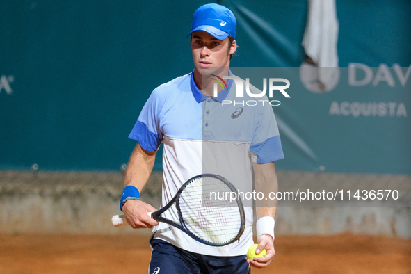 Vilius Gaubas from Lithuania is posing during the Internazionali di Verona - ATP Challenger 100 tennis tournament at Sports Club Verona in V...