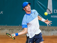 Vilius Gaubas from Lithuania is in action during the Internazionali di Verona - ATP Challenger 100 tennis tournament at Sports Club Verona i...