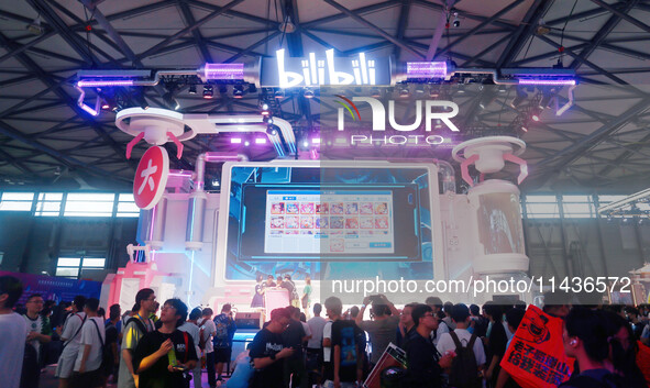 The booth of Bilibili is appearing at ChinaJoy 2024 in Shanghai, China, on July 26, 2024. 