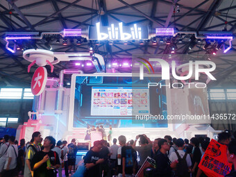 The booth of Bilibili is appearing at ChinaJoy 2024 in Shanghai, China, on July 26, 2024. (