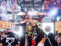 A statue of Guan Gong is standing at the Bilibili games booth at ChinaJoy 2024 in Shanghai, China, on July 26, 2024. (