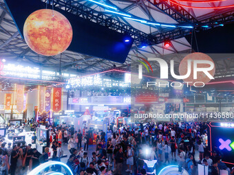 Huge crowds are gathering at the ChinaJoy 2024 exhibition hall in Shanghai, China, on July 26, 2024. (