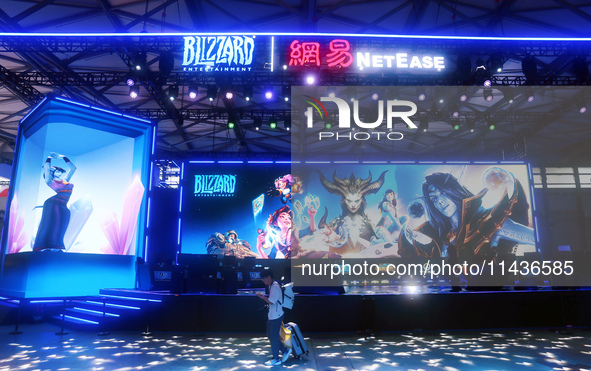 The joint exhibition area of Blizzard Entertainment and NetEase is taking place at ChinaJoy 2024 in Shanghai, China, on July 26, 2024. 