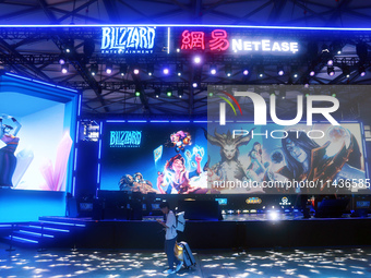 The joint exhibition area of Blizzard Entertainment and NetEase is taking place at ChinaJoy 2024 in Shanghai, China, on July 26, 2024. (