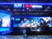 The joint exhibition area of Blizzard Entertainment and NetEase is taking place at ChinaJoy 2024 in Shanghai, China, on July 26, 2024. (