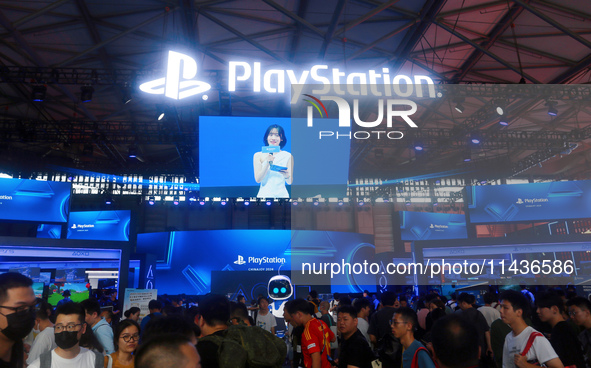 The SONY PS5 pavilion is being showcased at ChinaJoy 2024 in Shanghai, China, on July 26, 2024. 