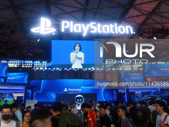 The SONY PS5 pavilion is being showcased at ChinaJoy 2024 in Shanghai, China, on July 26, 2024. (