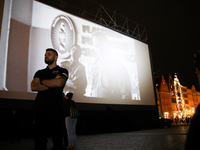 A screening is being disrupted by a spotlight as part of the protest of right-wing and nationalist circles against the screening of the film...