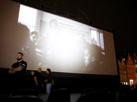 A screening is being disrupted by a spotlight as part of the protest of right-wing and nationalist circles against the screening of the film...