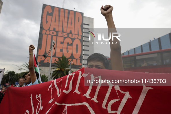 Students from the Isidro Burgos Normal School in Ayotzinapa are demonstrating in Mexico City, Mexico, to demand justice for the disappearanc...