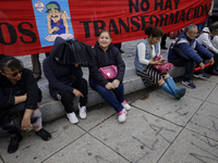 Mothers, fathers, and relatives of students from the Isidro Burgos Normal School in Ayotzinapa are demonstrating in Mexico City, Mexico, to...