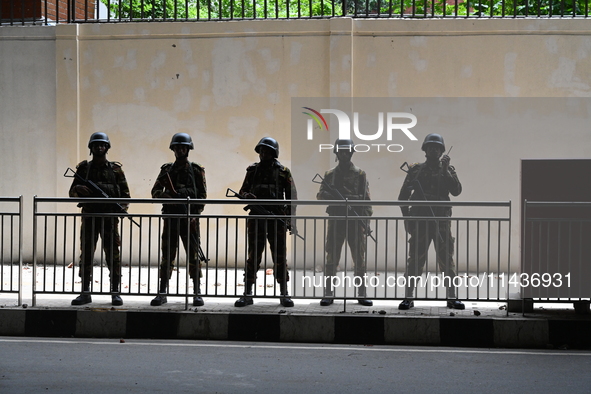 Bangladesh Army Patrol On Street As Authorities Have Eased The Curfew, Which Came Into Effect After Student Protests Against Quota System Fo...