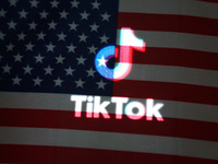 An American flag and TikTok are being displayed in Shanghai, China, on July 27, 2024. (