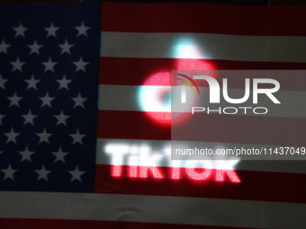 An American flag and TikTok are being displayed in Shanghai, China, on July 27, 2024. (