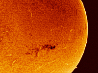 (EDITOR'S NOTE: This image was captured with an H-Alpha solar telescope and is the result of stacking the best 20% of frames. The final stac...