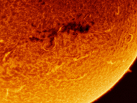 (EDITOR'S NOTE: This image was captured with an H-Alpha solar telescope and is the result of stacking the best 20% of frames. The final stac...