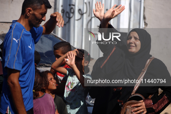 A group of Palestinian children and patients are awaiting in Deir Al-Balah, central Gaza Strip, on July 28, 2024, for their medical evacuati...