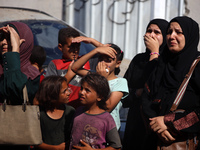 A group of Palestinian children and patients are awaiting in Deir Al-Balah, central Gaza Strip, on July 28, 2024, for their medical evacuati...