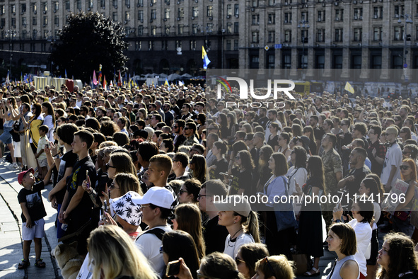 Ukrainian activists, relatives, and friends of soldiers who defended the Azovstal Iron and Steel Works are attending a ceremony to remember...