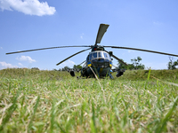 A Mi-8MSB-V assault transport helicopter of the 16th Brody Separate Army Aviation Brigade is in the field in Ukraine, on July 11, 2024. NO U...