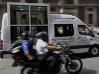 The relics of St. Jude Thaddeus are cycling along Av. 5 de Mayo in Mexico City, Mexico, on their way to the Metropolitan Cathedral. (