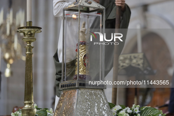 I am viewing the relics of St. Jude Thaddeus inside the Metropolitan Cathedral in Mexico City, Mexico, on a work carried out jointly by the...