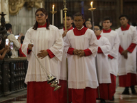 A Mass is being held where the relics of St. Jude Thaddeus are being exhibited inside the Metropolitan Cathedral in Mexico City, Mexico, on...