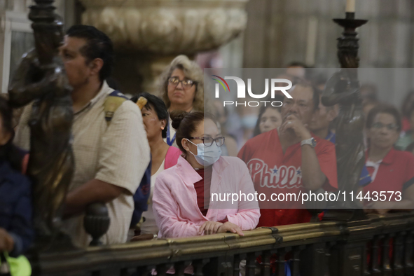 A Mass is being held where the relics of St. Jude Thaddeus are being exhibited inside the Metropolitan Cathedral in Mexico City, Mexico, on...