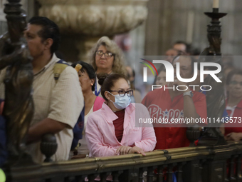 A Mass is being held where the relics of St. Jude Thaddeus are being exhibited inside the Metropolitan Cathedral in Mexico City, Mexico, on...