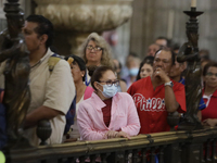 A Mass is being held where the relics of St. Jude Thaddeus are being exhibited inside the Metropolitan Cathedral in Mexico City, Mexico, on...