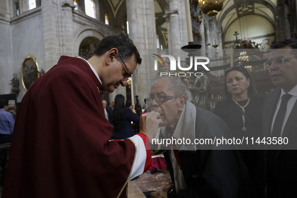 A Mass is being held where the relics of St. Jude Thaddeus are being exhibited inside the Metropolitan Cathedral in Mexico City, Mexico, on...