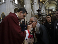 A Mass is being held where the relics of St. Jude Thaddeus are being exhibited inside the Metropolitan Cathedral in Mexico City, Mexico, on...