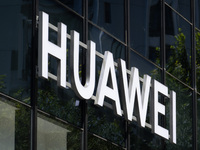 The logo of the Huawei Store is on the South Bund in Huangpu District in Shanghai, China, on July 30, 2024. (