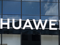 The logo of the Huawei Store is on the South Bund in Huangpu District in Shanghai, China, on July 30, 2024. (