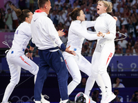 Aleksandra Jarecka, Martyna Swatowska, Wglarczyk, Renata Knapik-Miazga of Team Poland is  celebrate victory after the bronze medal match in...