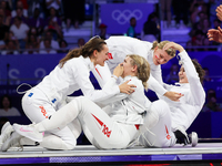 Aleksandra Jarecka, Martyna Swatowska, Wglarczyk, Renata Knapik-Miazga of Team Poland is  celebrate victory after the bronze medal match in...