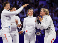 Aleksandra Jarecka, Martyna Swatowska, Wglarczyk, Renata Knapik-Miazga of Team Poland is  celebrate victory after the bronze medal match in...