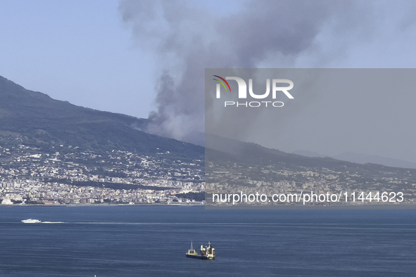 A new fire is affecting the protected areas of the Vesuvius National Park in Naples, Italy, on July 30, 2024 