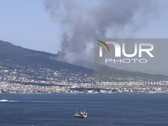 A new fire is affecting the protected areas of the Vesuvius National Park in Naples, Italy, on July 30, 2024 (