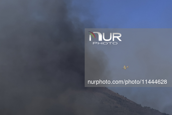 A new fire is affecting the protected areas of the Vesuvius National Park in Naples, Italy, on July 30, 2024 