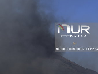 A new fire is affecting the protected areas of the Vesuvius National Park in Naples, Italy, on July 30, 2024 (