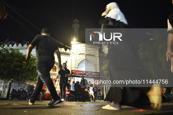 Ambulances are following an Israeli military strike on a building in Beirut's southern suburb, in Beirut, Lebanon, on July 30, 2024. The Isr...