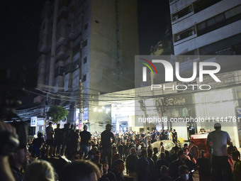 Ambulances are following an Israeli military strike on a building in Beirut's southern suburb, in Beirut, Lebanon, on July 30, 2024. The Isr...