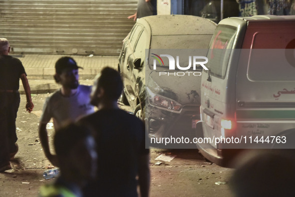 Ambulances are following an Israeli military strike on a building in Beirut's southern suburb, in Beirut, Lebanon, on July 30, 2024. The Isr...