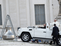 Pope Francis is arriving in St. Peter's Square to meet with priests and altar servers at the Vatican, on July 30, 2024. (