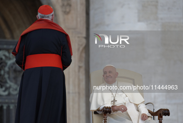 Pope Francis is attending an open-air audience of the XIII International Pilgrimage of Altar Servers at St. Peter's Square in the Vatican on...